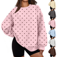 thumbnail image 1 of Women Polka Dot Sweatshirt Oversized Graphic Crewneck Long Sleeve Fleece Pullover Y2K Casual Hoodies, 1 of 7