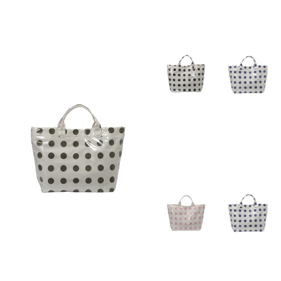 Women Polka Dot Transparent Tote Handbag, Waterproof Lightweight Large Capacity Shopping Bag, Sturdy Handle Casual Shoulder Bag for Beach Travel Daily Errands