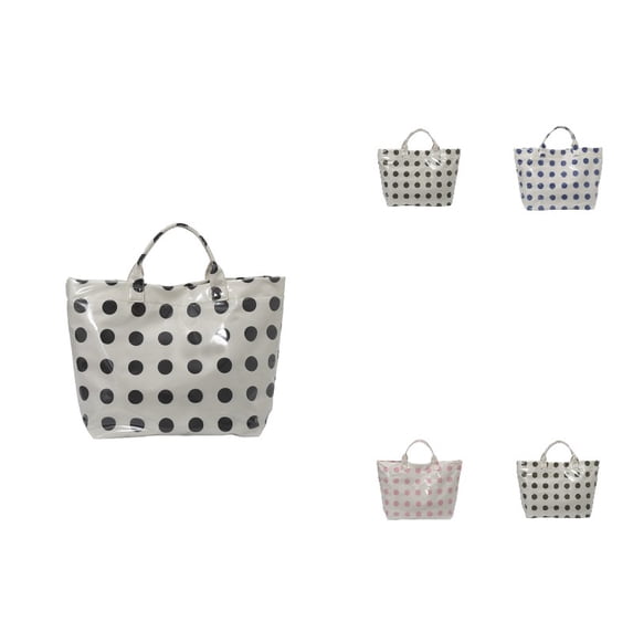 Women Polka Dot Transparent Tote Handbag, Waterproof Lightweight Large Capacity Shopping Bag, Sturdy Handle Casual Shoulder Bag for Beach Travel Daily Errands
