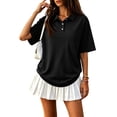 thumbnail image 1 of Women Polo Shirts Cotton Short Sleeve 3 Button Collar Shirts Summer Casual Moisture Wicking Golf Tops Summer Work Top, 1 of 4