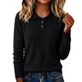 thumbnail image 1 of Women Polo V Neck Lightweight Warm Fall Sweaters Long Sleeve Collared Lapel Pullover,Basic Knit Business Casual Work Office Top,2026 Fall Trendy Cozy Fashion Outfits,Dressy Cute Clothing Black, 1 of 5