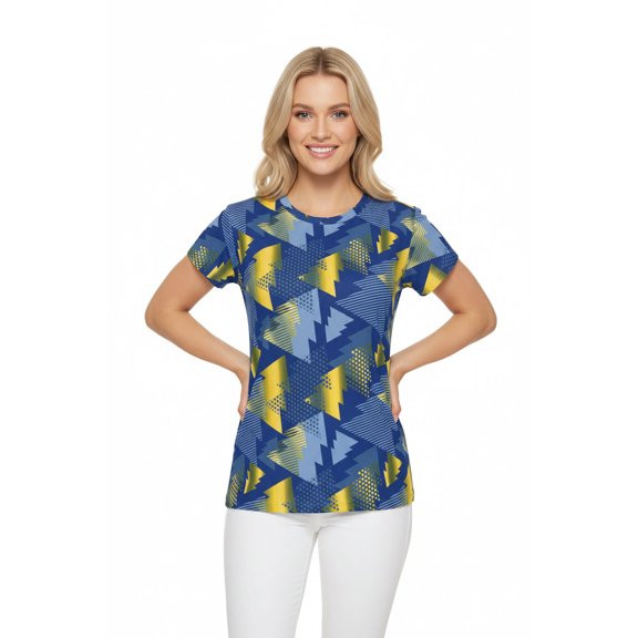 Women Poly Span T-Shirt with Abstract Design Print