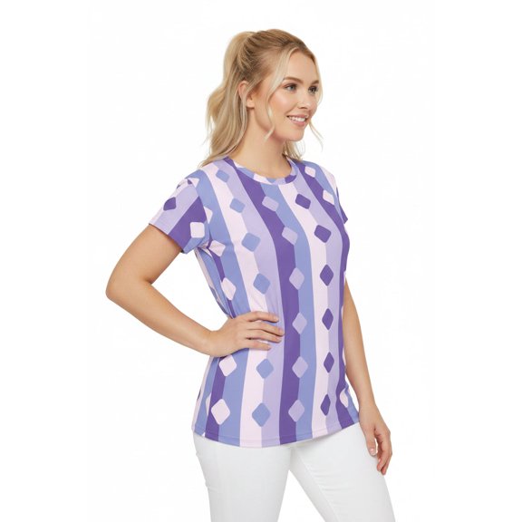Women Poly Span T-Shirt with Abstract Design Print