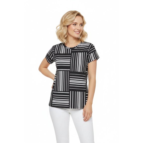 Women Poly Span T-Shirt with Abstract Design Print