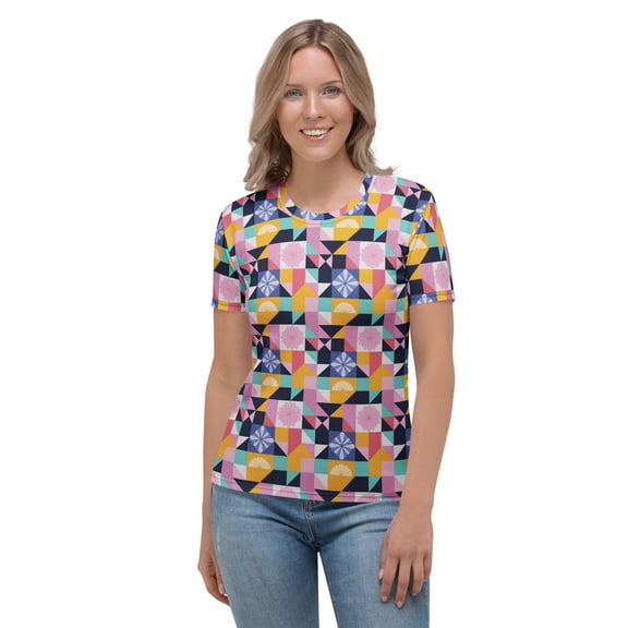 Women Poly-Span T-Shirt with Abstract Pattern Print 7