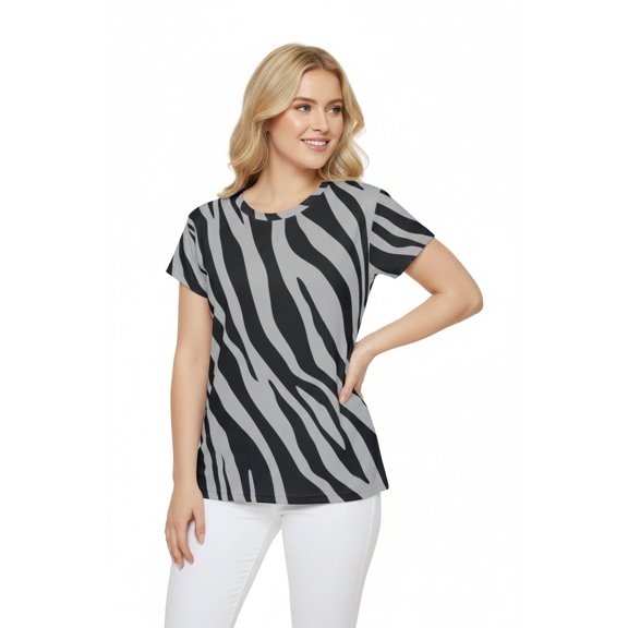Women Poly Span T-Shirt with Animal Print