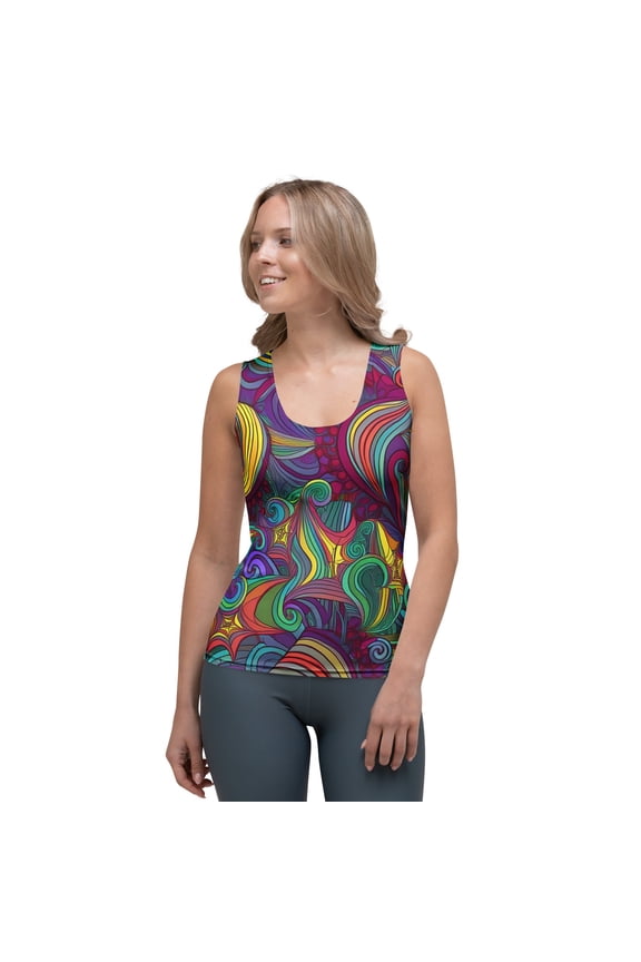 Women Poly Span Tank Top with Abstract Print Design 3