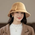 thumbnail image 1 of Women Polyester Church Cloche Flapper Hat Lady Bucket Winter Flower Cap Beige One Size, 1 of 2