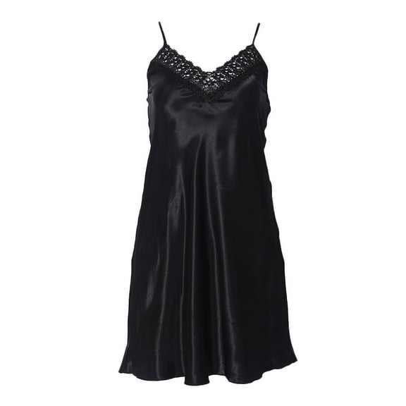 Women Polyester Fiber Cool Nightgown Pyjamas V Neck Sleepwear Nightwear