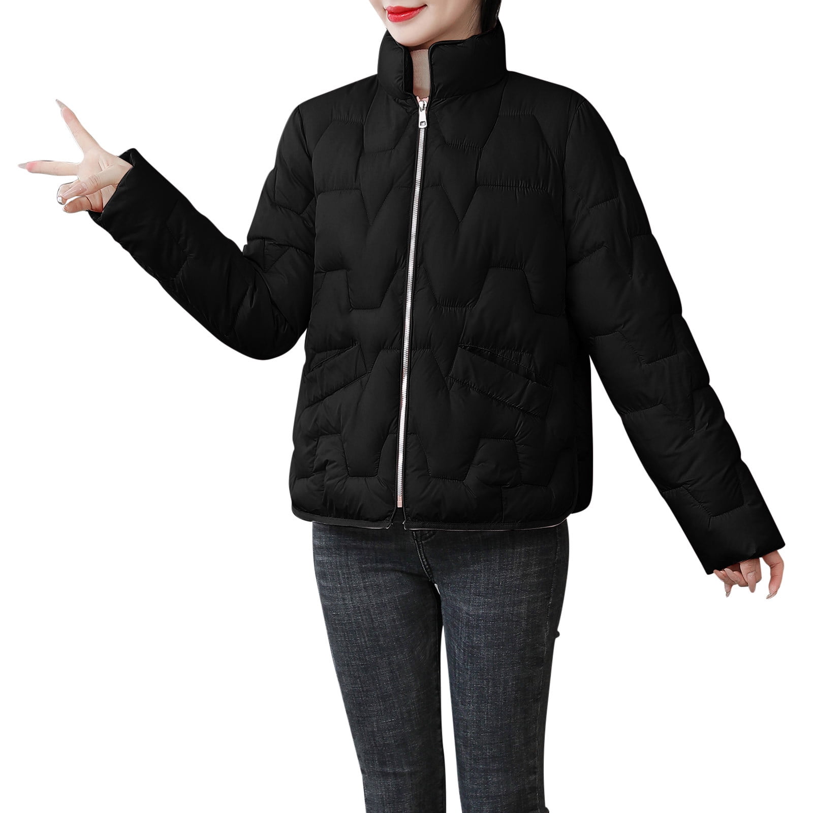 Women Polyester Winter Jacket Winter Coat Loose Lightweight Jacket Warm Long Sleeve Coat Walmart