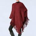 thumbnail image 1 of Women Poncho Sweater V Neck Solid Knit Pullover Cape Lightweight Shawl Elegant Wrap with Fringes for Women 1920s Vintage Coat Shawl Clips for Women Hooded Cloak for Women Winter Shawls for plus, 1 of 6