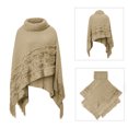thumbnail image 1 of Women Poncho with Tassels Knitted Shawl Fringed Wrap Sweater Pullover Turtleneck Cape, 1 of 10