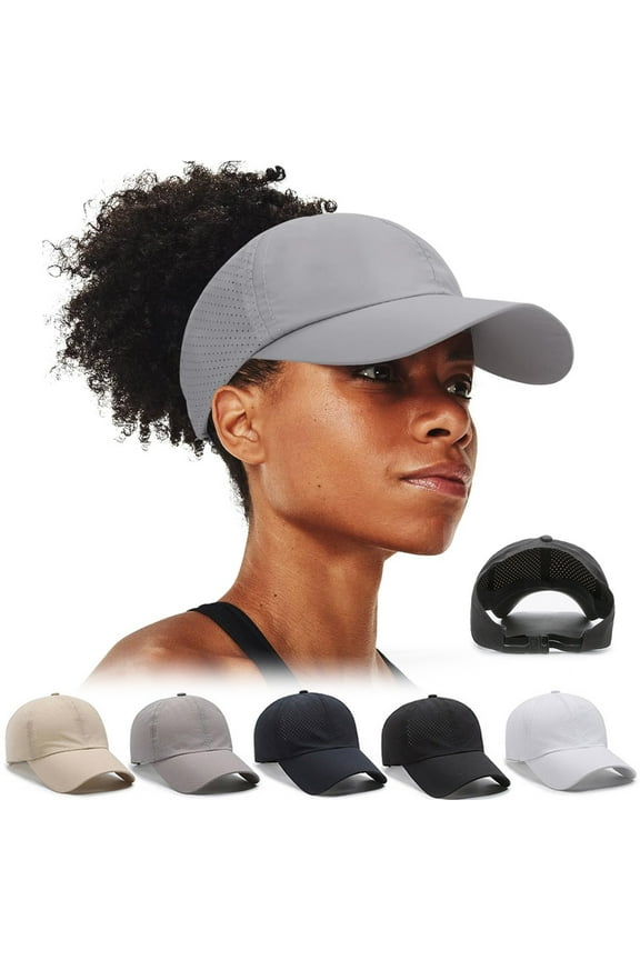 Women Ponytail Backless Cap Mesh Curly Hair Baseball Cap Adjustable Running Hats Trucker Hat Quick Drying Hat