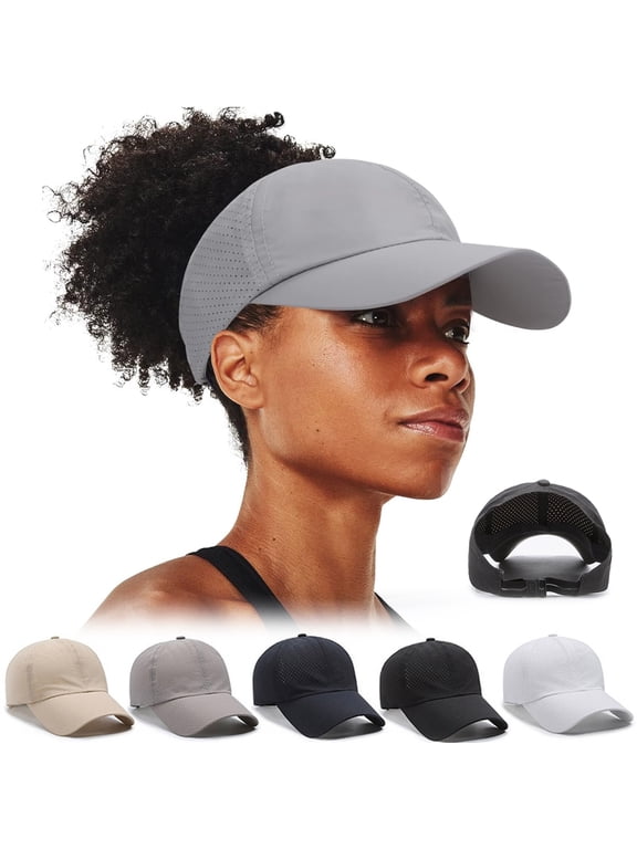 Women Ponytail Backless Cap Mesh Curly Hair Baseball Cap Adjustable Running Hats Trucker Hat Quick Drying Hat