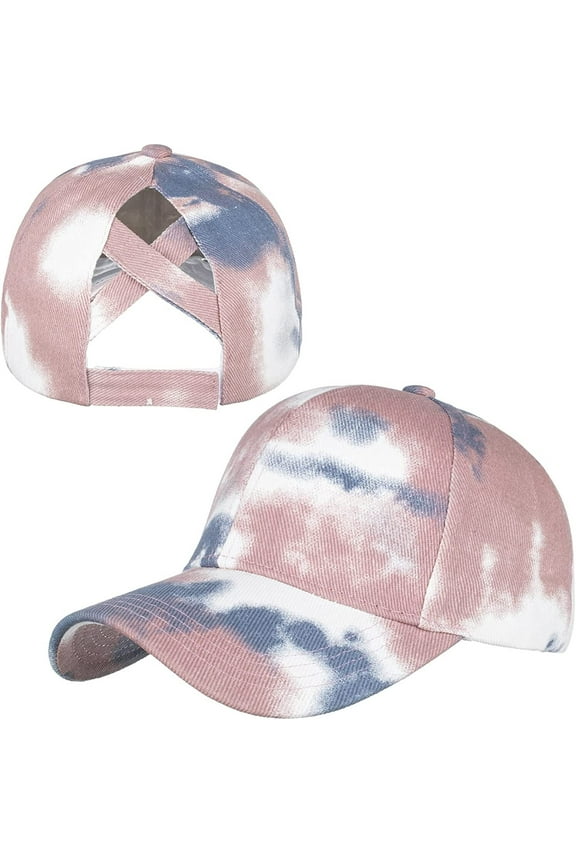 Women Ponytail Criss Cross Baseball Cap Adjustable Messy Buns Ponycaps