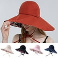 thumbnail image 1 of Women Ponytail Sun Hat Reversible Fishing Hat Foldable Bowknot Summer Visor Hat UPF 50+ Beach Cap Wide Brim Bucket Hat, 1 of 8
