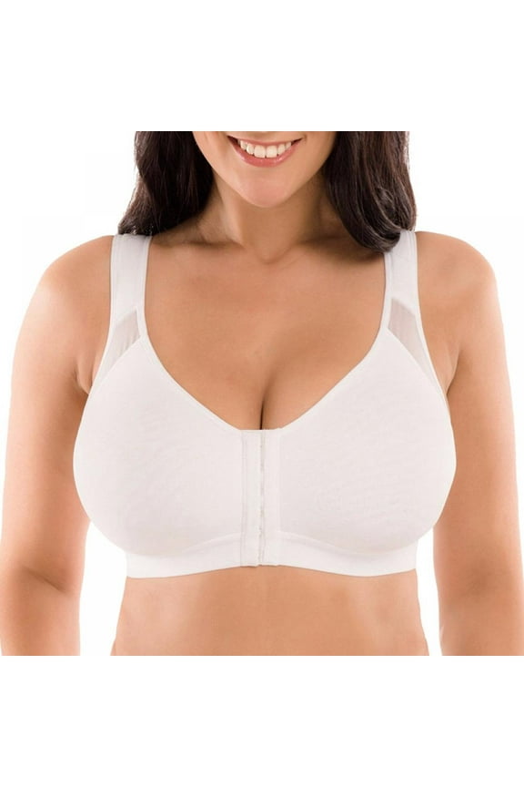 Women Post-Surgery Bra Front Closure Plus Size Sport Bra Removable Pads Wirefree