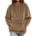 thumbnail image 1 of Women Pouch Hoodie Drawstring Long Sleeve Pullover Sweatshirt Large Front Carrier Pocket Loose Hooded Tops for Daily Outdoor Wear Beige M, 1 of 8