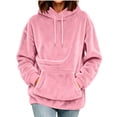 thumbnail image 1 of Women Pouch Hoodie Drawstring Long Sleeve Pullover Sweatshirt Large Front Carrier Pocket Loose Hooded Tops for Daily Outdoor Wear Pink XXL, 1 of 8