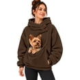 thumbnail image 1 of Women Pouch Hoodie Oversized Hooded Sweatshirt Large Pocket Pet Holder Soft Fabric Pullover Casual, 1 of 9