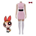 thumbnail image 1 of Women Powerpuff Girls Dress Set Blossom Buttercup Bubbles Dress With Belt Set Halloween Fancy Dress, 1 of 10