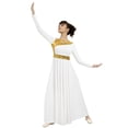 thumbnail image 1 of Women Praise Dance Dress Metallic Fit Full Length Liturgical Worship Costume Long Sleeve Dancewear, 1 of 5
