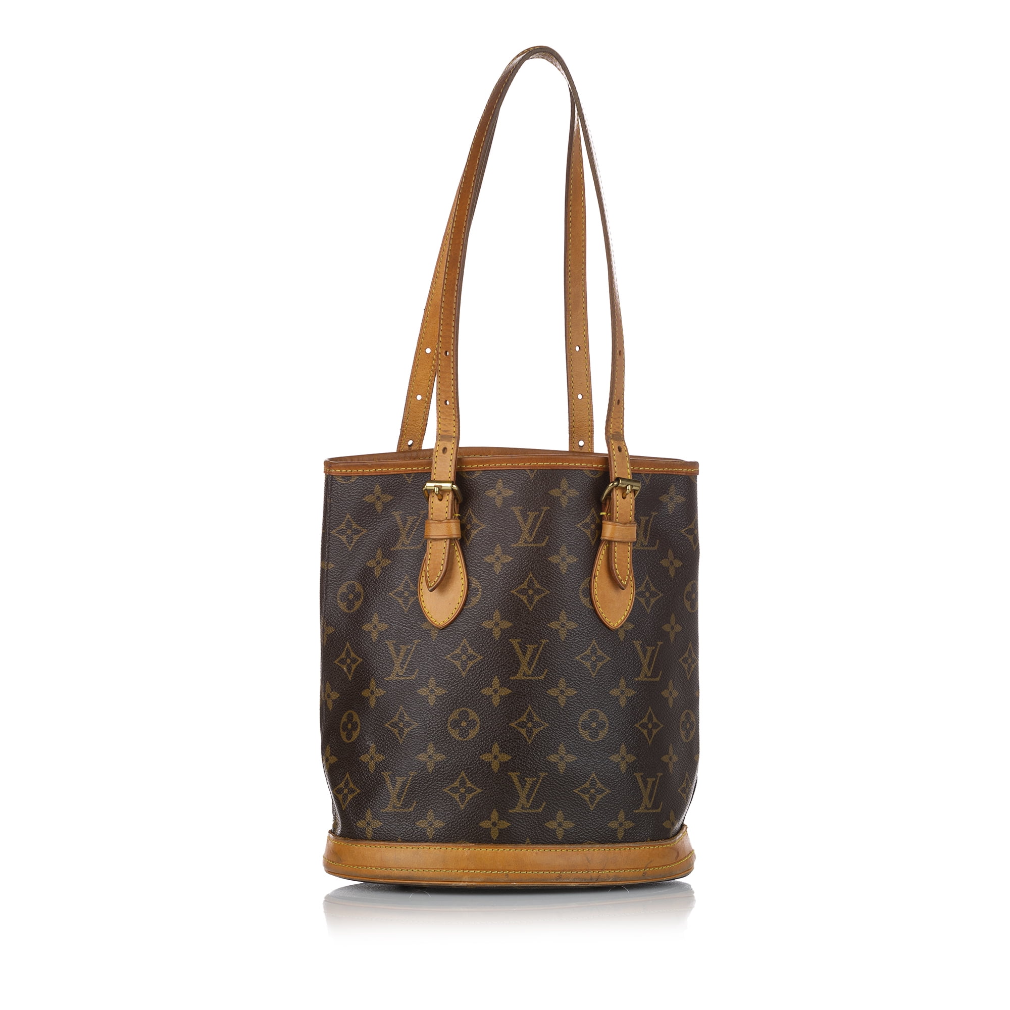 Women Pre-Owned Authenticated Louis Vuitton Monogram Petit Bucket Canvas  Brown Bucket Bag DrawstringBag 