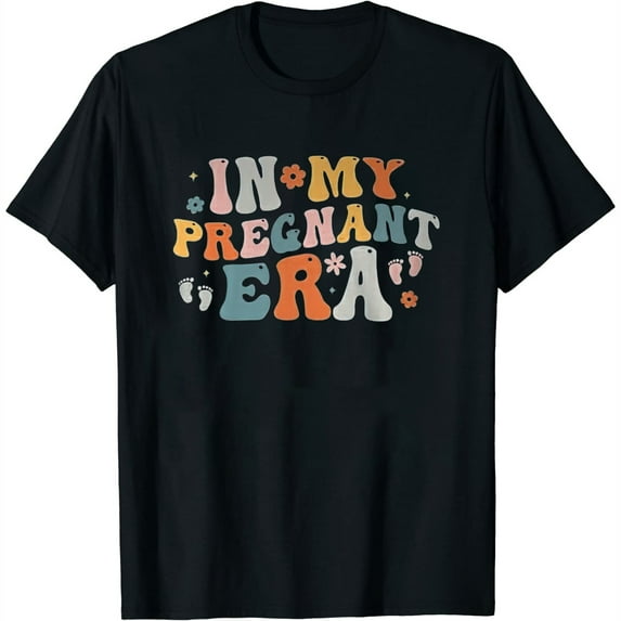 Women Pregnancy Announcement Shirt In My Pregnant Era T-Shirt Black Medium