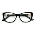 thumbnail image 1 of Women Premium Acetate Big Lens Cateye Reading Glasses - Fun Cat eye Clear Lens Readers - Gold Metal Accent, 1 of 4