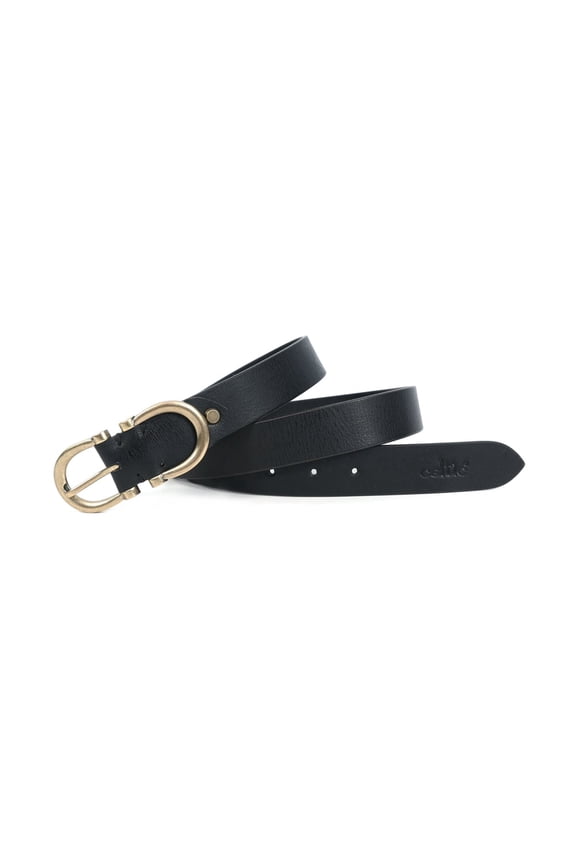 Women Premium Black Leather Belt With Antique Brass Buckle For Casual Formal Wear