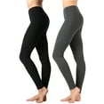 thumbnail image 1 of Women Premium Cotton High Waist Full Ankle Length Leggings (2PK: Black/Ash Grey, 1X), 1 of 3