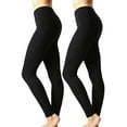 thumbnail image 1 of Women Premium Cotton High Waist Full Ankle Length Leggings (2PK: Black / Black, L), 1 of 3