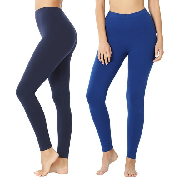Women Premium Cotton High Waist Full Length Leggings (Single & Multi-Packs Available)