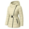 thumbnail image 1 of Women Premium Lightweight Puffer Jacket Insulated Down Cream Winter Jacket-M, 1 of 9