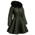 thumbnail image 1 of Women Premium Lightweight Winter Puffer Jacket Quilted Down Army Green Jacket-L, 1 of 9