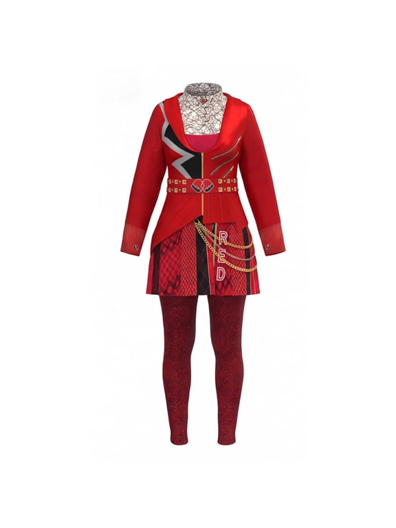 Women Princess Red Costume Adult Rise of Red Costume Halloween Wonderland Cosplay Outfits Jacket Top Dress Pants Full Set