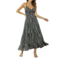 thumbnail image 1 of Women Print Dress Criss Cross Backless Swing Midi Dress Tie Back Maxi Long Bodycon Dress Vintage Bohemian, 1 of 10