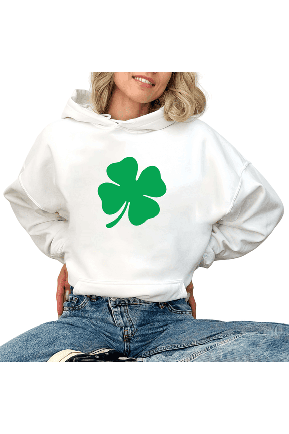 Women Print Hoodie Sweatshirt St Patricks Day Graphic Sweatshirt Solid Green Shamrock Print T shirt Shirts White Tops S-2XL