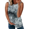 LGhxcb Women Print Round Top Tank Neck Sleeveless Summer T Shirt Womens
