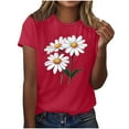 thumbnail image 1 of Women Print Tunic Top Cute Flower Graphic Tops Crew Neck Tee Shirt Slim Fit T-Shirt Dressy Trendy Blouses Summer 2025 Fashion Tees, 1 of 3