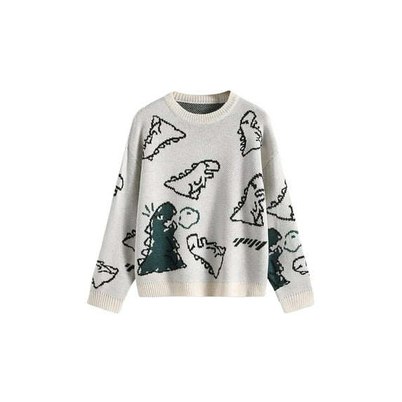 Women Printed Casual Kawaii Sweater Round Neck Loose Cow Print Pullover Long Sleeve Sweatshirts