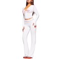 thumbnail image 1 of Women Printed Hoodie Set Long Sleeve Thumb Hole Top Flared Pants Outfit, 1 of 4
