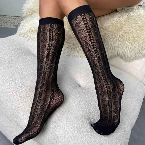 Women Printed Lace Socks Mesh Lace Loose Socks Mesh Slouch Socks Ankle High Socks For Women 4 Stockings Tights for Women Cool Christmas Stockings up Tights Thermal Hose Thigh Hose for Women Suspenders