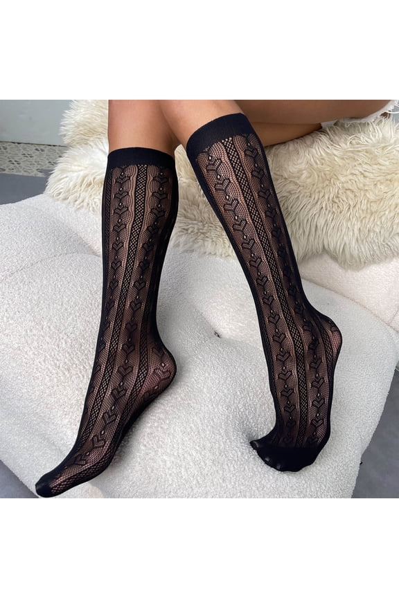 Women Printed Lace Socks Mesh Lace Loose Socks Mesh Slouch Socks Ankle High Socks For Women 4 Stockings Tights for Women Cool Christmas Stockings up Tights Thermal Hose Thigh Hose for Women Suspenders