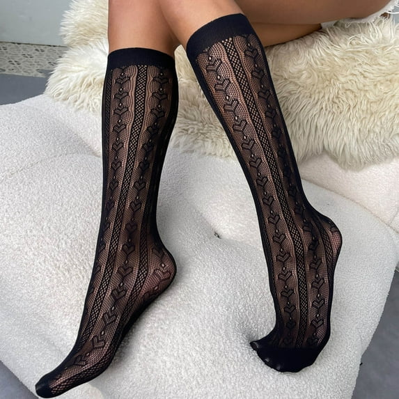 Women Printed Lace Socks Mesh Lace Loose Socks Mesh Slouch Socks Ankle High Socks For Women Large Stockings Christmas Thermal Stockings for Women Choker Romper Sheer Lingerie for Women Nylon Stockings