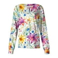 thumbnail image 1 of Women Printed Scrub Jacket Long Sleeve Snap Front Round Neck Vibrant Watercolor Lily Floral Print Nursing Cardigan Jacket Two Side Pockets Medical Scrub Warm Up Jacket, 1 of 5
