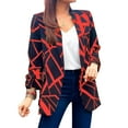 thumbnail image 1 of Women Printed Suit Jacket Open Front Long Sleeve Turn Down Collar Slim Fit Fashion Print Office Jackets Red 3XL, 1 of 6