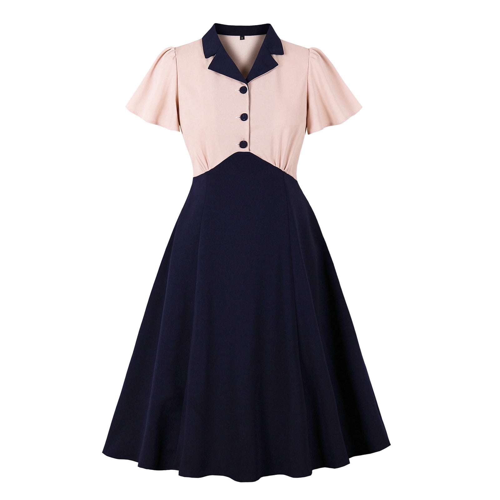 Women Prom Homecoming Dress Fashion Vintage Short Sleeve Cocktail Swing  Dress 1950s Rockabilly Prom Evening Dress - Walmart.com