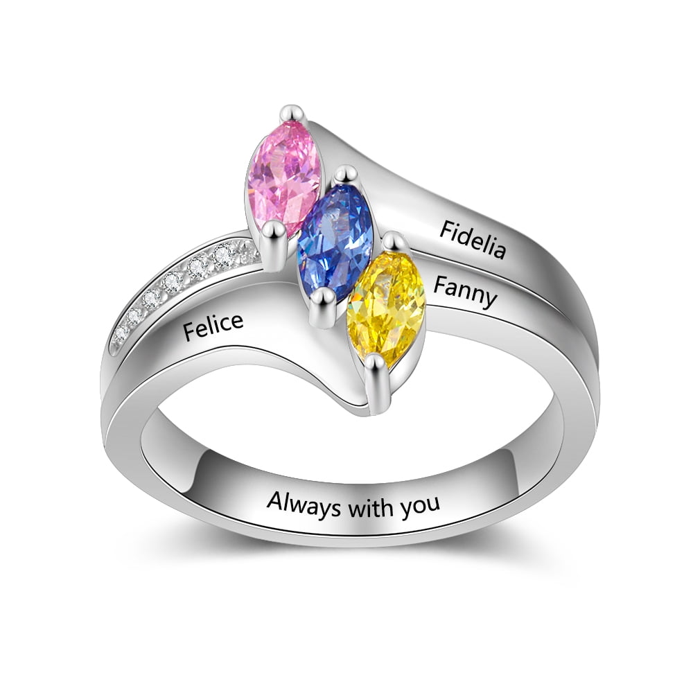 Women Promise Cocktail Ring Personalized 25 Birthstone Rings Jewelry