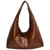 Women Pu Fashion Shoulder Bag Vintage Tote Bag Trendy Underarm Bag Decor Bag (Brown)